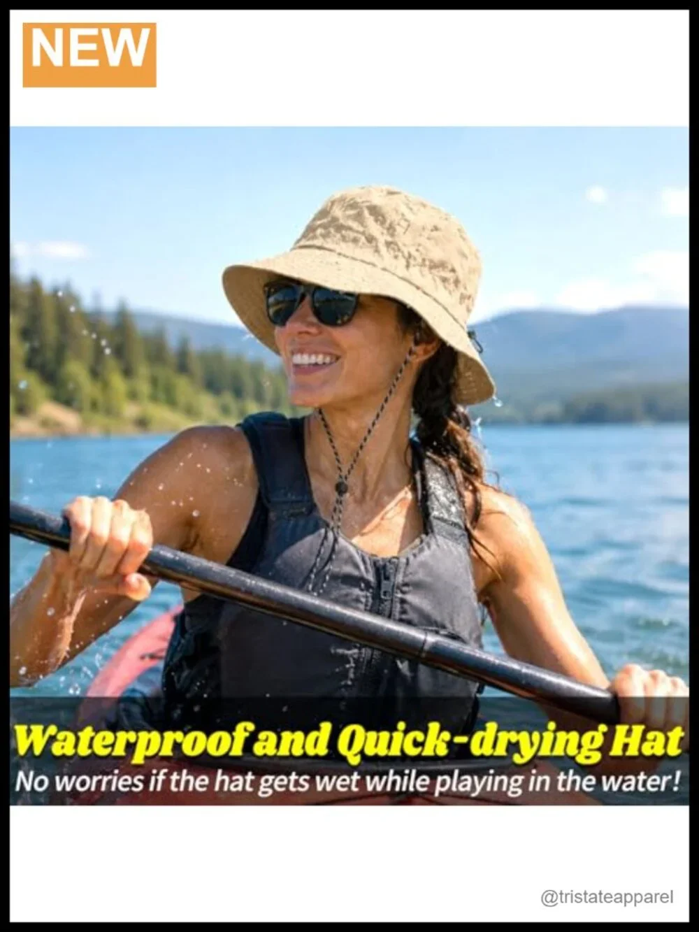 Packable Sun Bucket Hat with Chin Strap - Lightweight Waterproof for Travel